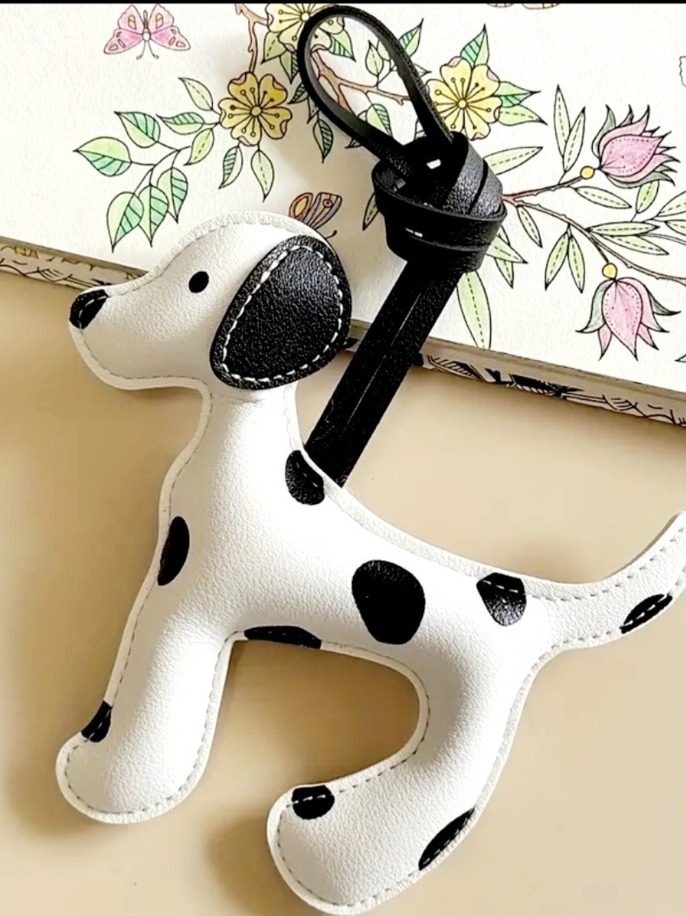 Dalmatian Dog Bag Charm - Black & White Puppy